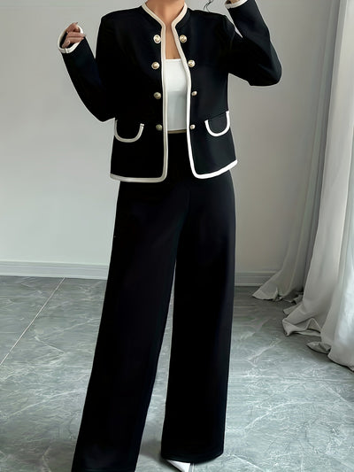 Elegant Black and White | Jacket and Pants Set