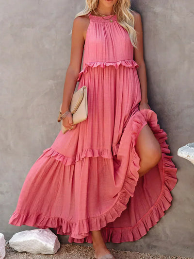 Athena™ - Halter Ruffle Maxi Dress