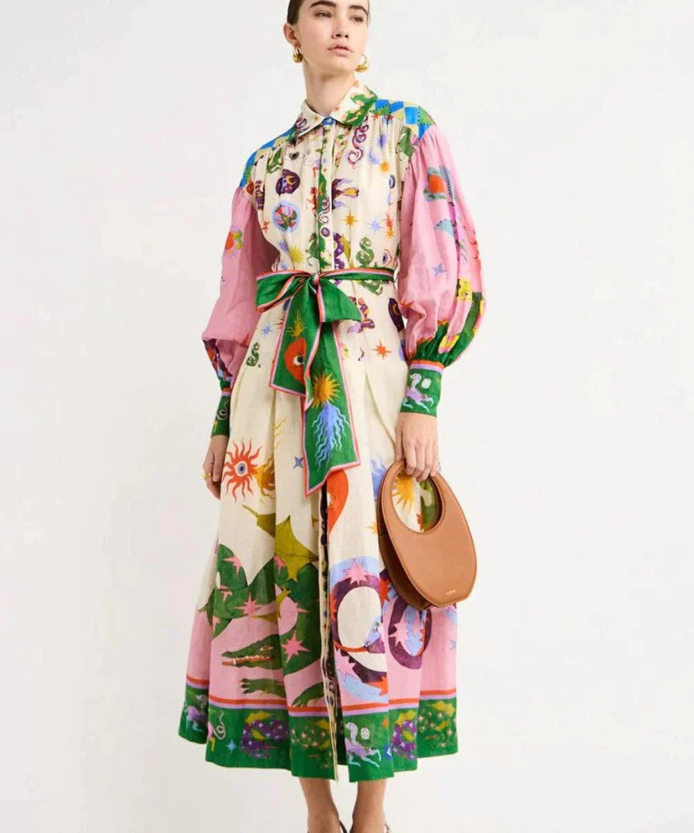 Zoey™ - Vintage Maxi Dress with Lantern Sleeve