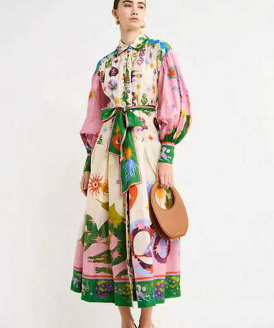 Zoey™ - Vintage Maxi Dress with Lantern Sleeve