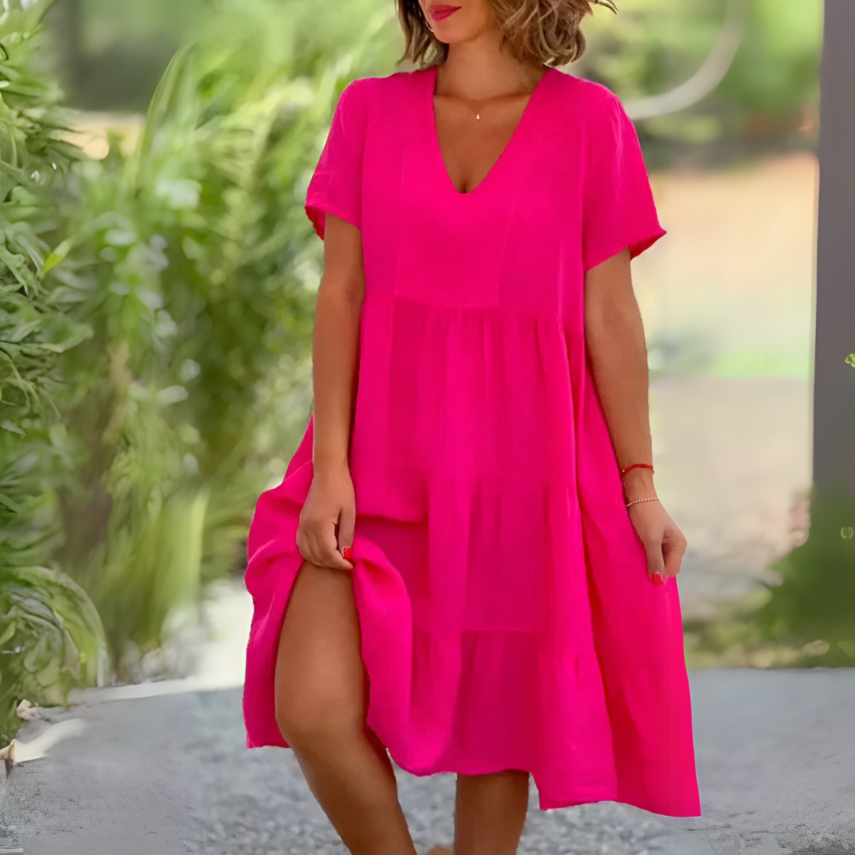 Madie™ - V-Neck Fluid Dress