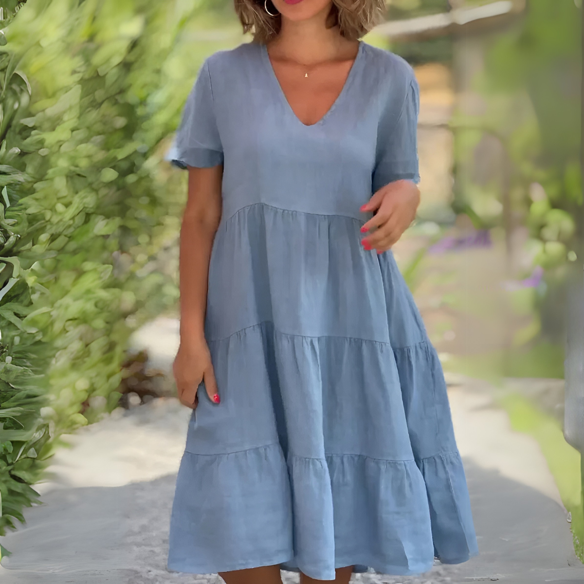 Madie™ - V-Neck Fluid Dress