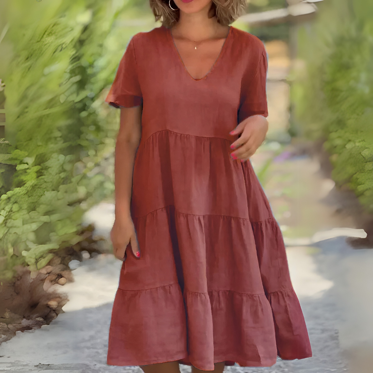 Madie™ - V-Neck Fluid Dress