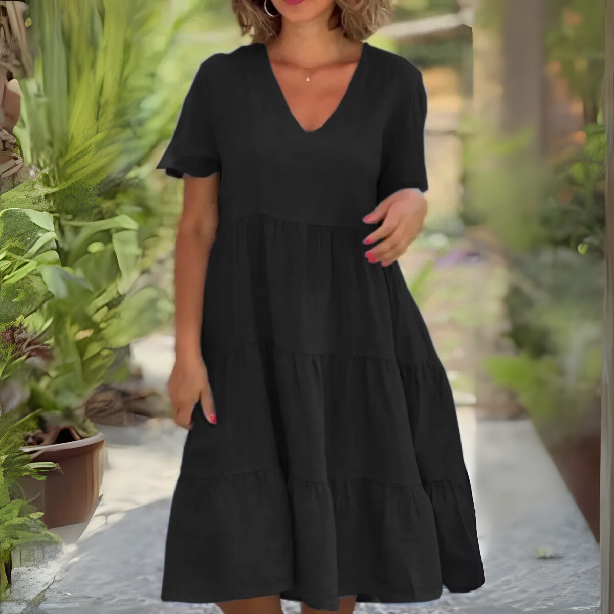 Madie™ - V-Neck Fluid Dress