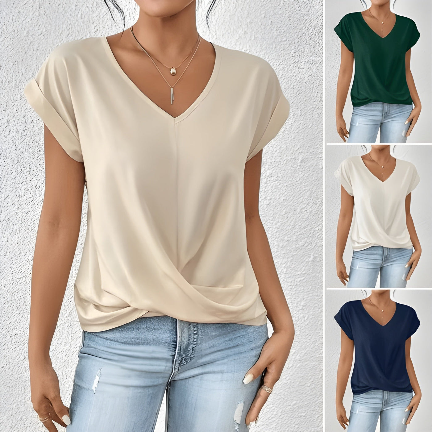 Sylvia™ - Twist Front V-Neck Top