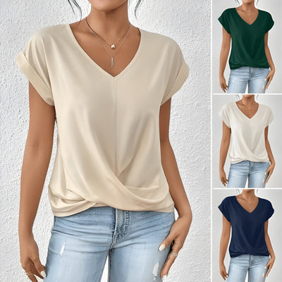 Sylvia™ - Twist Front V-Neck Top