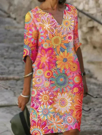 Allison™ - Colourful Floral Printed Dress
