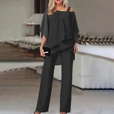 Beatrice™ - Elegant Chiffon Wide-Leg Pants Two-piece Set