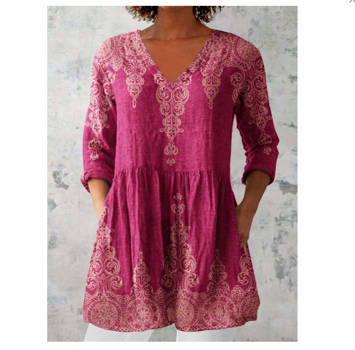 Eleanor™ - Casual Blouse With Ethnic Print