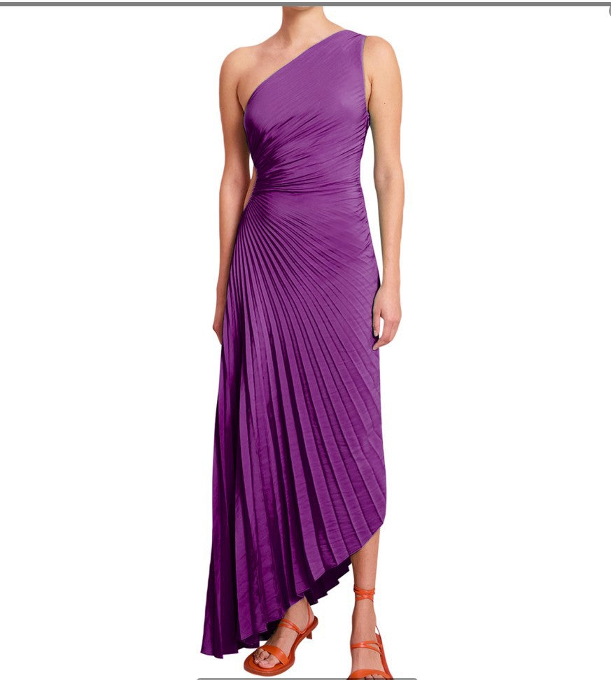Kristina™ - Asymmetrical Pleated Midi Dress