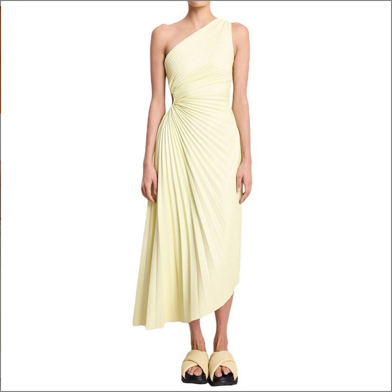 Kristina™ - Asymmetrical Pleated Midi Dress