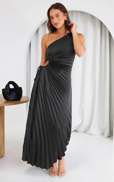 Kristina™ - Asymmetrical Pleated Midi Dress