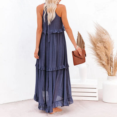 Athena™ - Halter Ruffle Maxi Dress