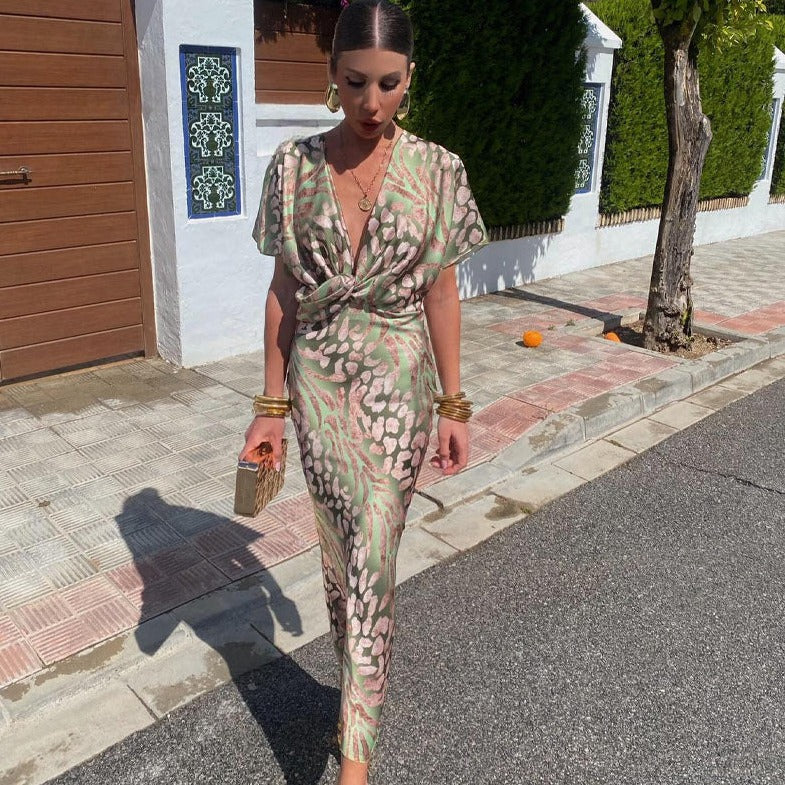 Bridget™ - Twisted V-Neck Maxi Dress