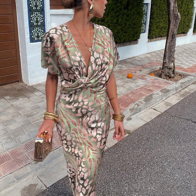 Bridget™ - Twisted V-Neck Maxi Dress