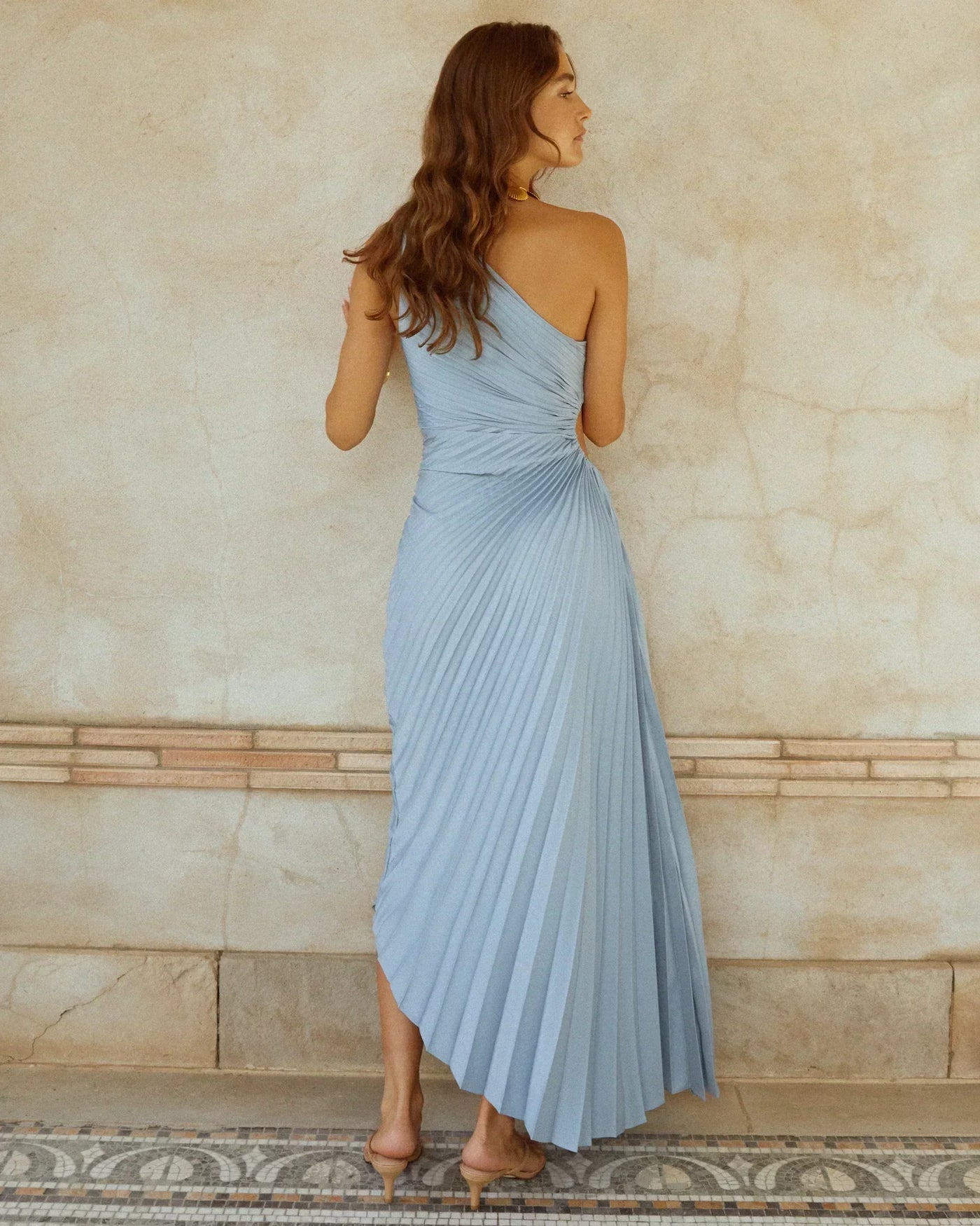 Unika™ - One-Shoulder Satin Pleated Evening Gown