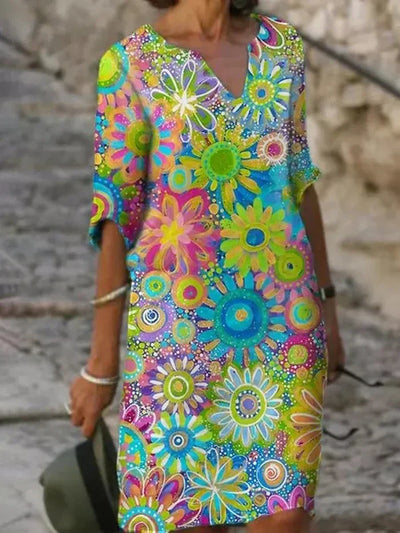 Allison™ - Colourful Floral Printed Dress