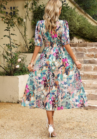 Stephanie™ - Luxurious Floral Midi Dress