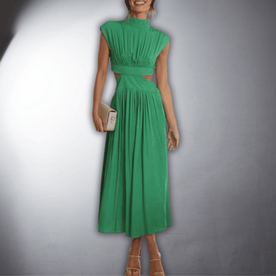 Camilla™ - Pleated and Backless Dress with Cutout