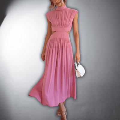 Camilla™ - Pleated and Backless Dress with Cutout