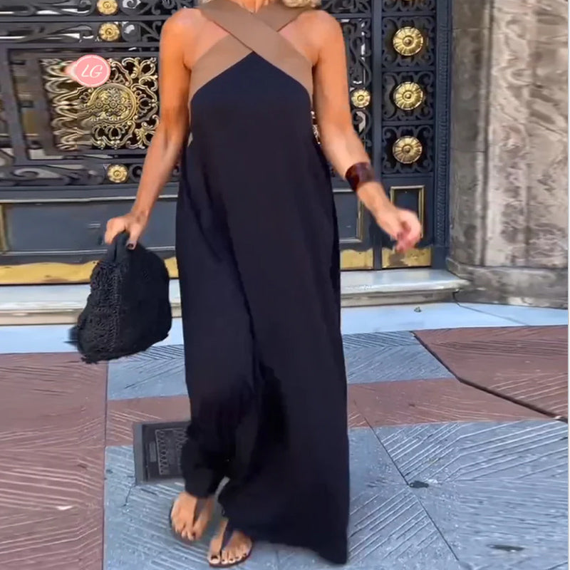 Ester™ - Elegant Maxi Dress with Cross Back
