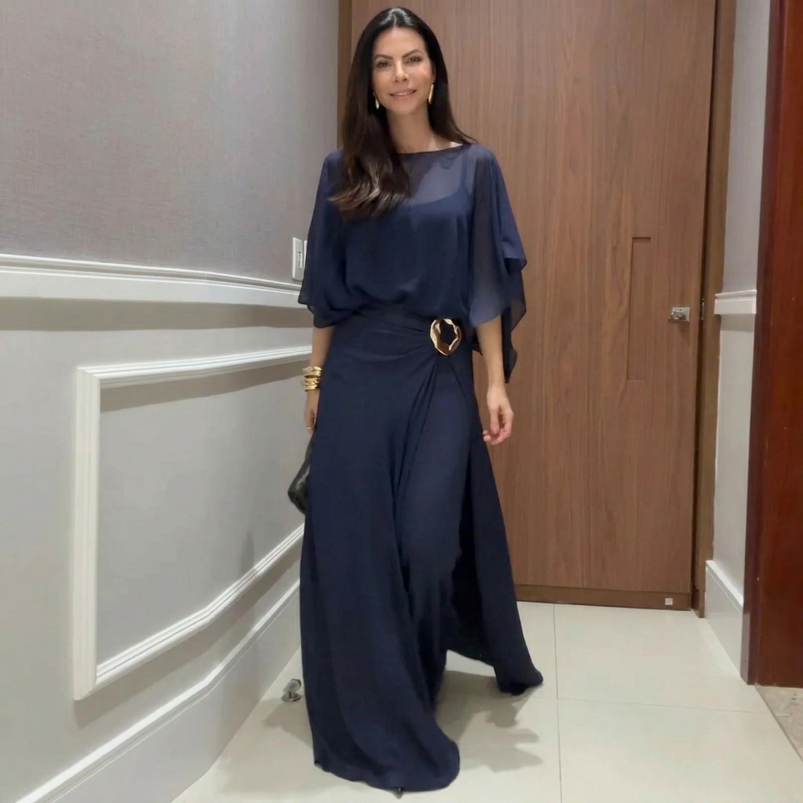 HERMINE | JUMPSUIT SET WITH TRANSLUCENT CAPE