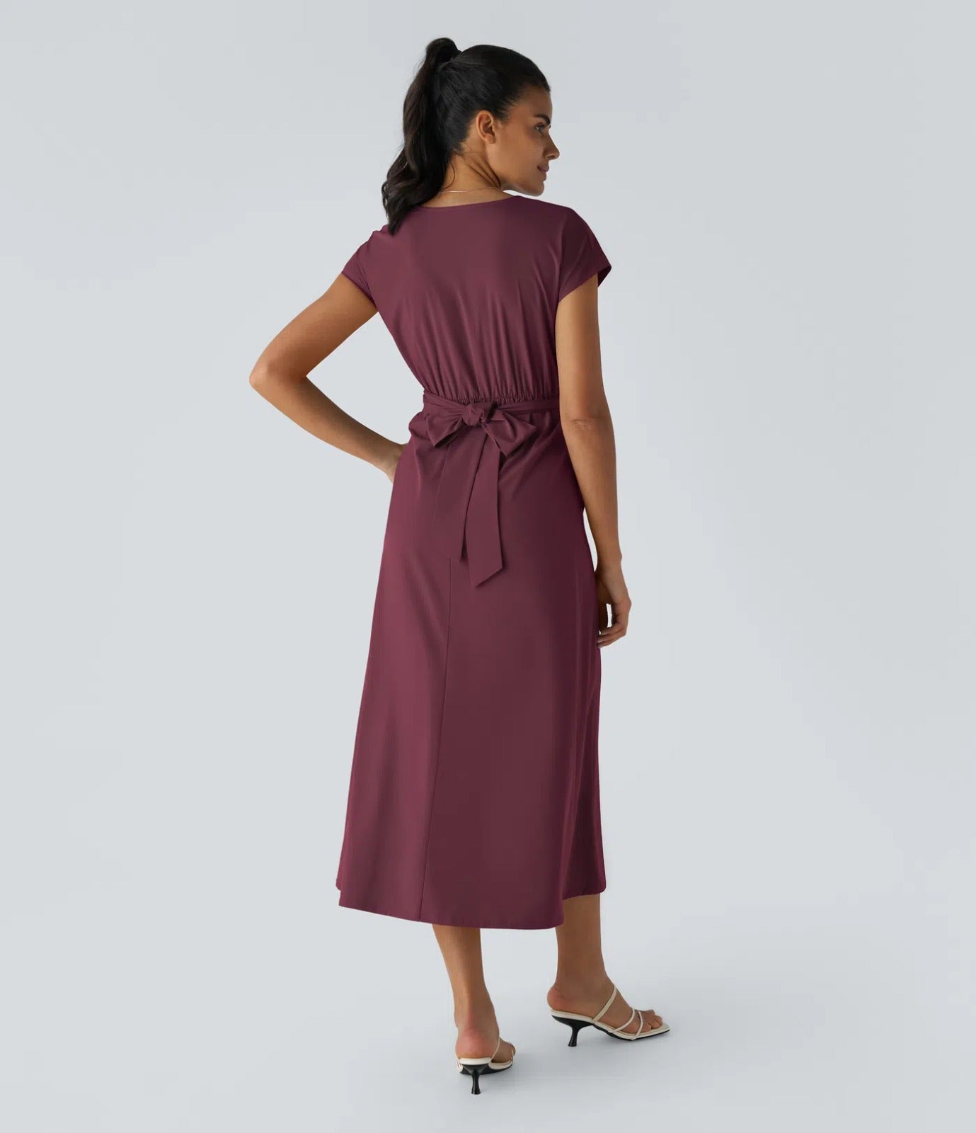 Breezeful™ V-Neck Short Sleeve Pocket Back Tie