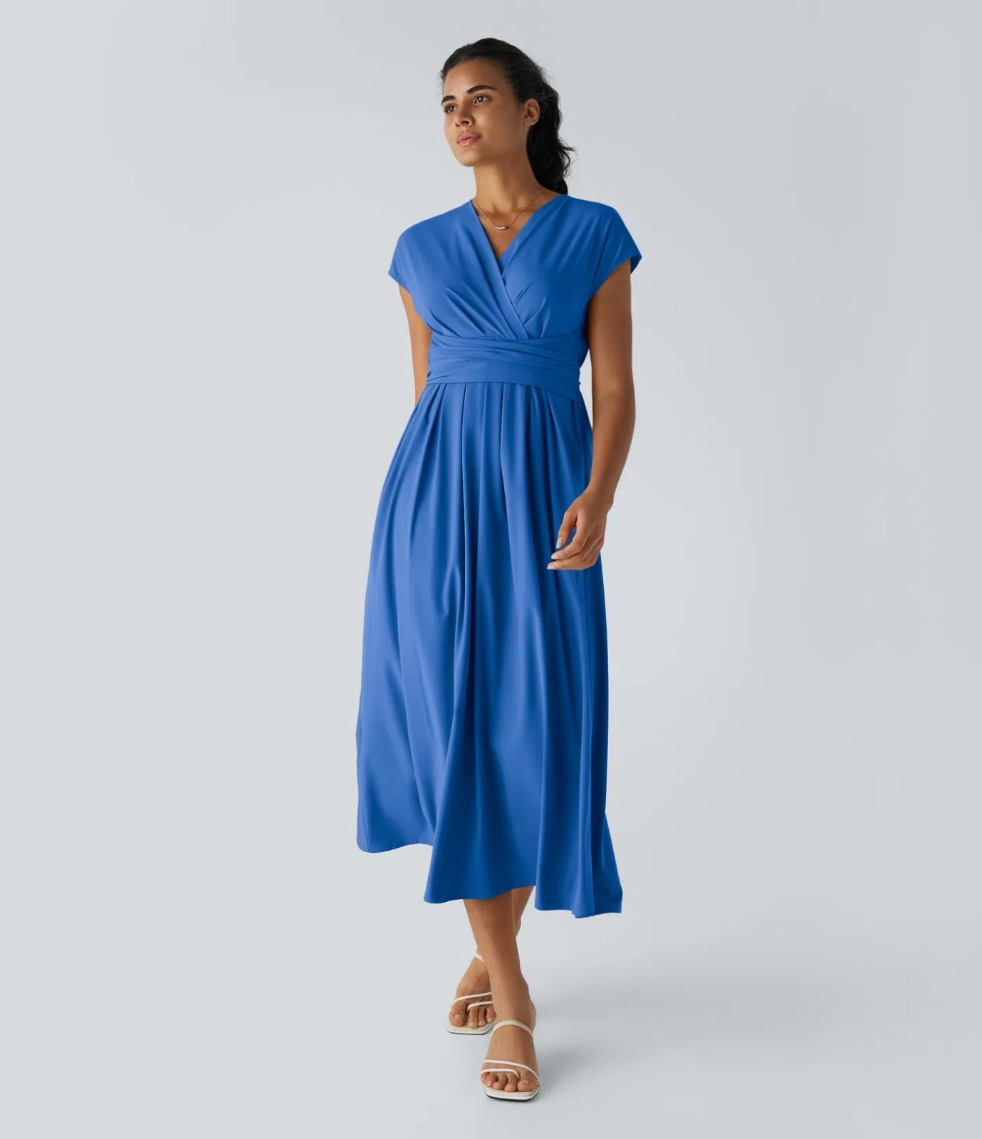 Breezeful™ V-Neck Short Sleeve Pocket Back Tie