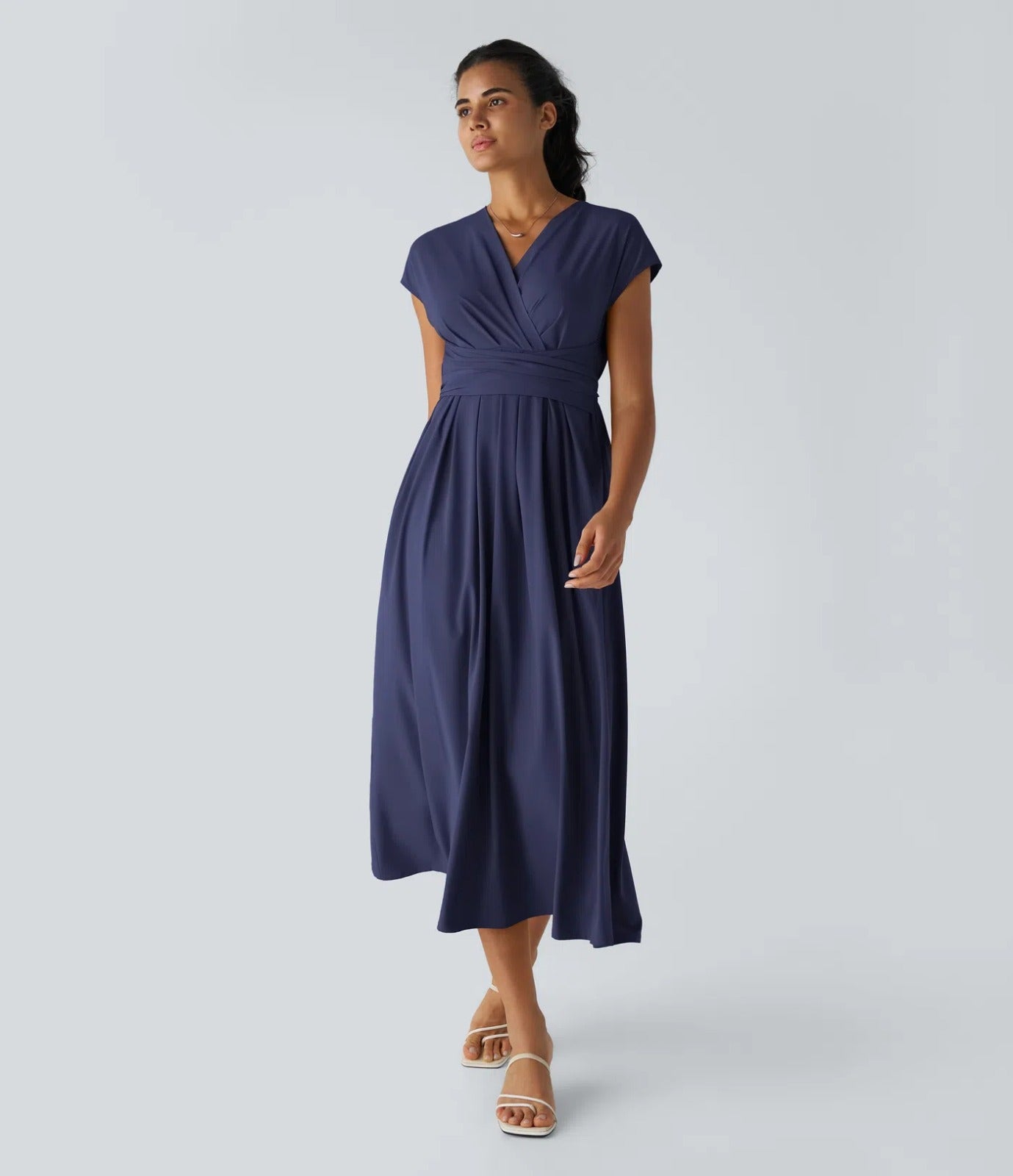 Breezeful™ V-Neck Short Sleeve Pocket Back Tie