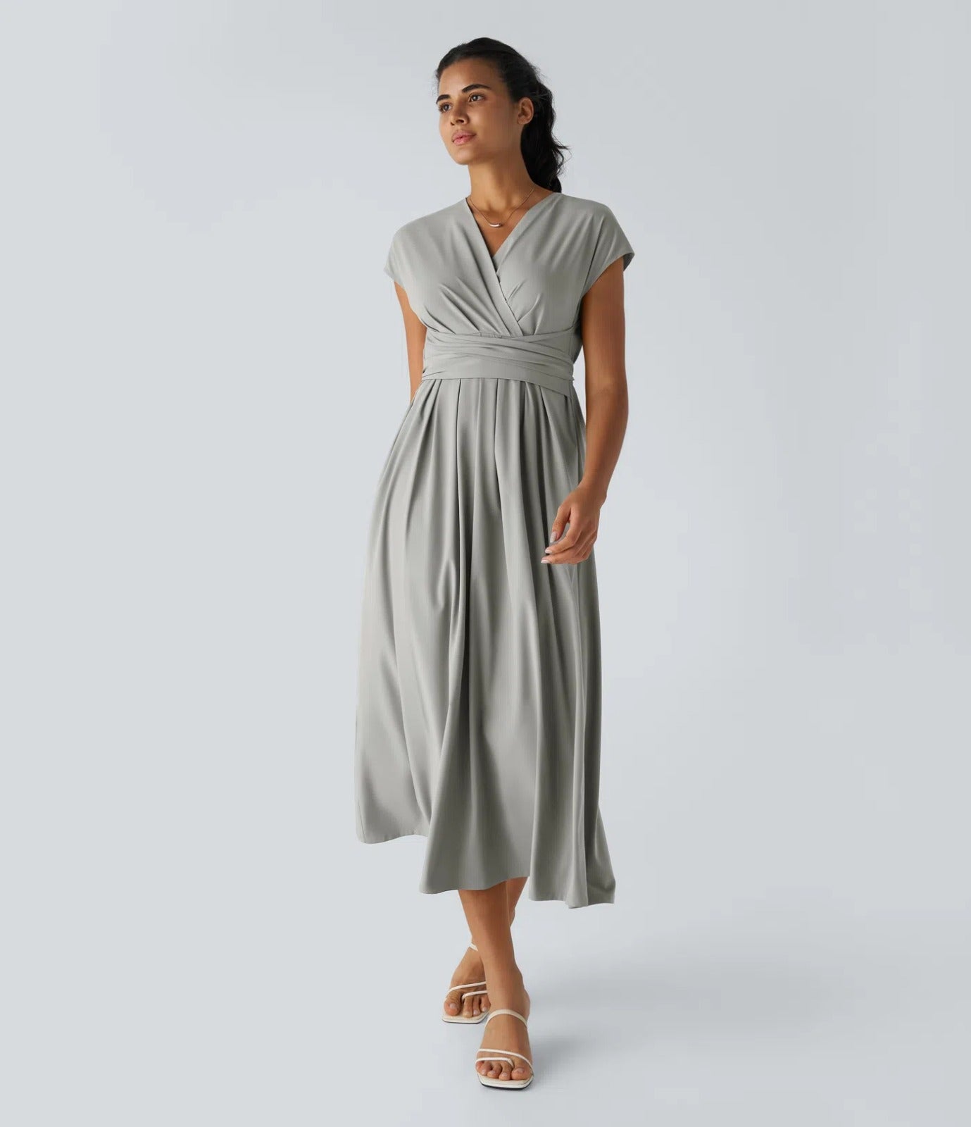 Breezeful™ V-Neck Short Sleeve Pocket Back Tie