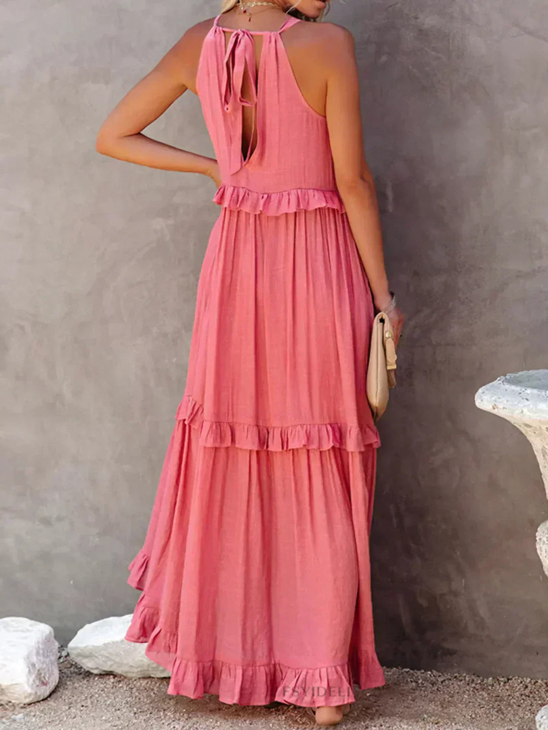 Athena™ - Halter Ruffle Maxi Dress