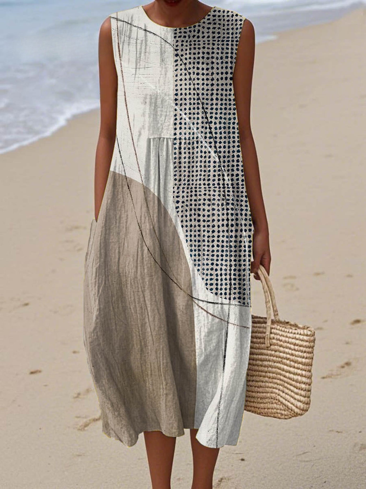 Rosenda - Summer Dress with Abstract Geometric Print