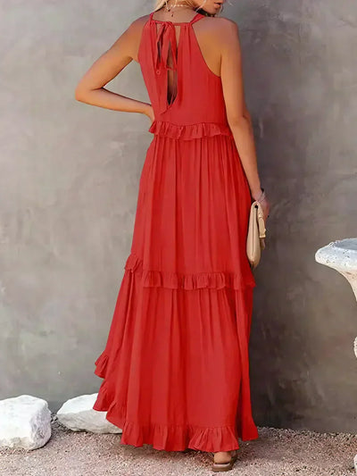 Athena™ - Halter Ruffle Maxi Dress