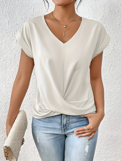 Sylvia™ - Twist Front V-Neck Top