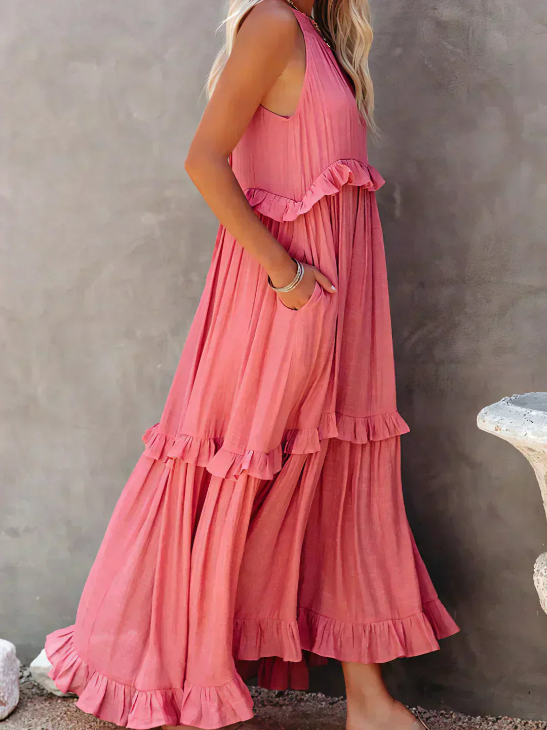Athena™ - Halter Ruffle Maxi Dress
