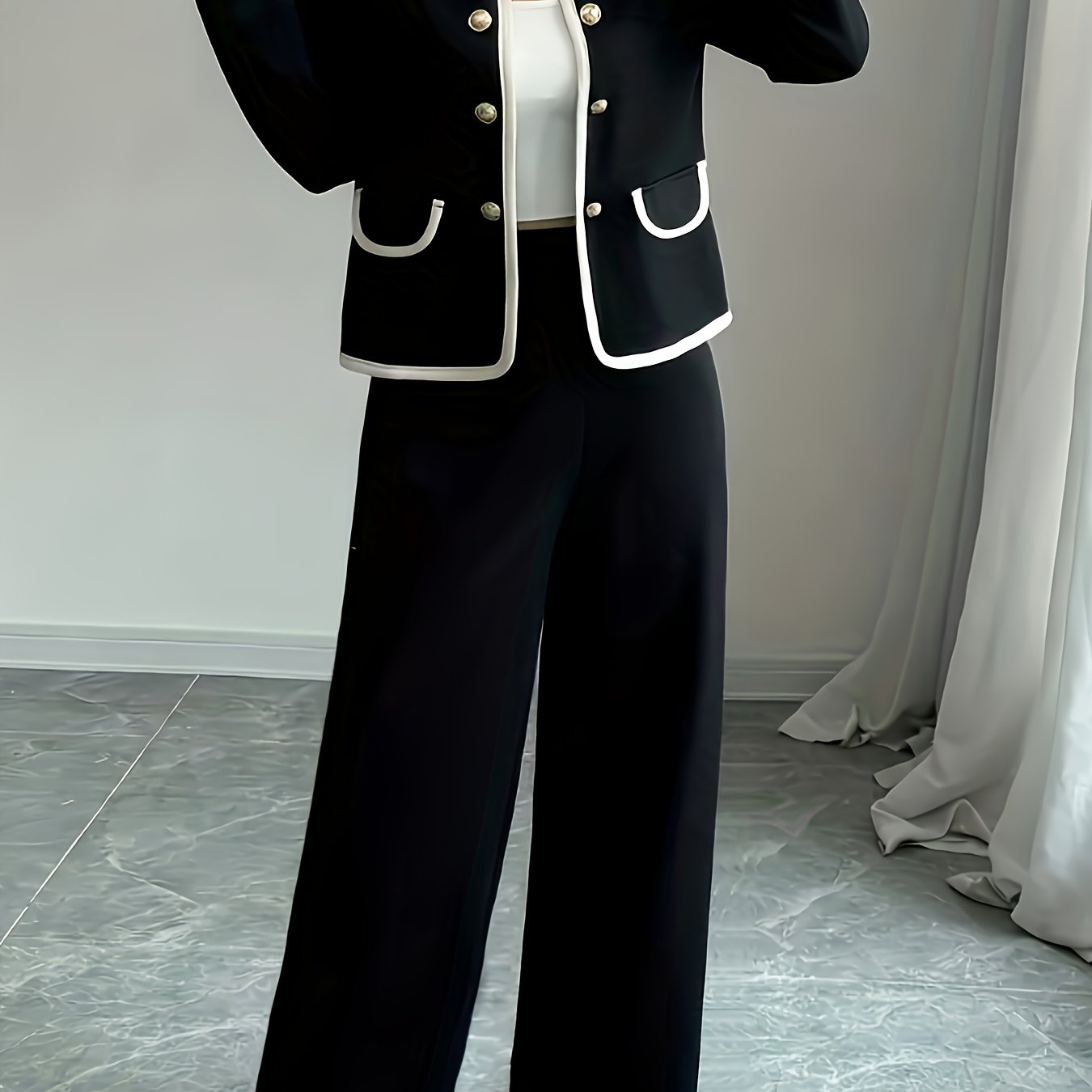 Elegant Black and White | Jacket and Pants Set