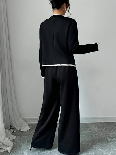 Elegant Black and White | Jacket and Pants Set