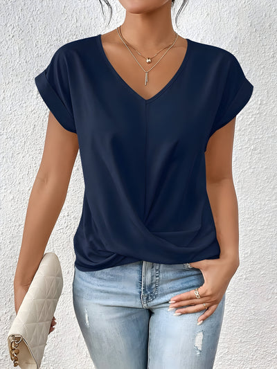 Sylvia™ - Twist Front V-Neck Top