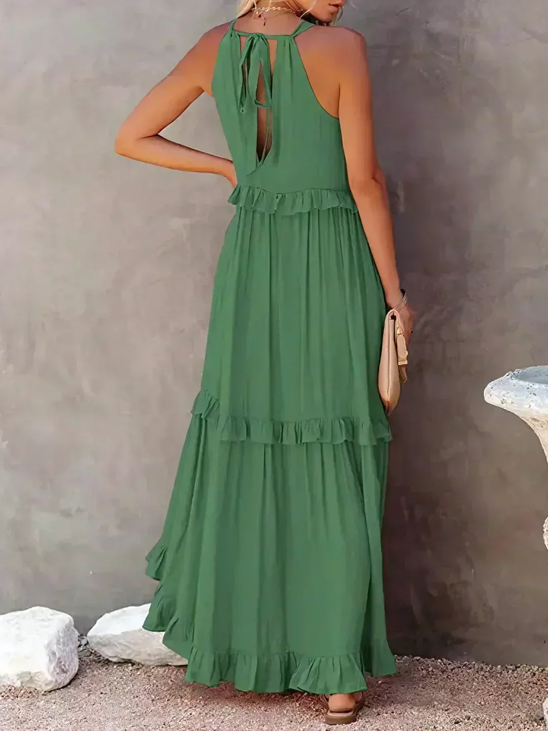 Athena™ - Halter Ruffle Maxi Dress