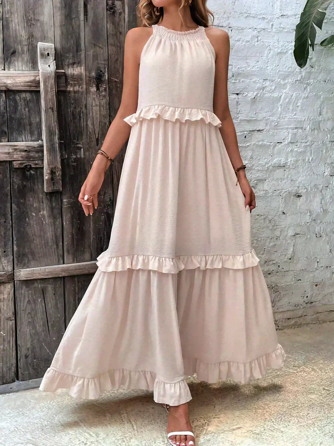 Athena™ - Halter Ruffle Maxi Dress