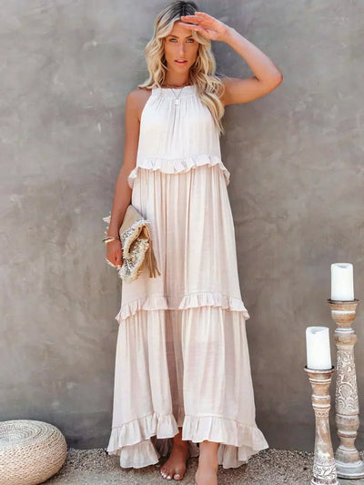 Athena™ - Halter Ruffle Maxi Dress
