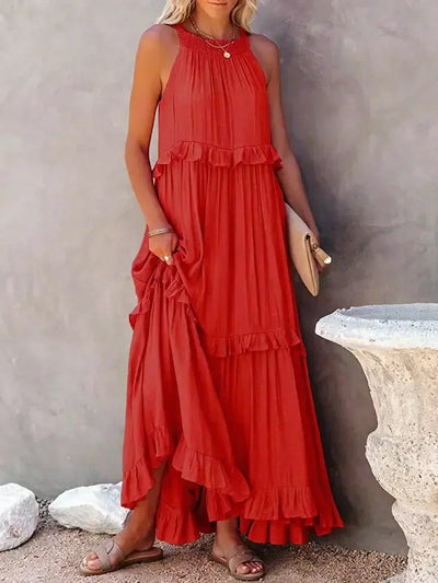 Athena™ - Halter Ruffle Maxi Dress