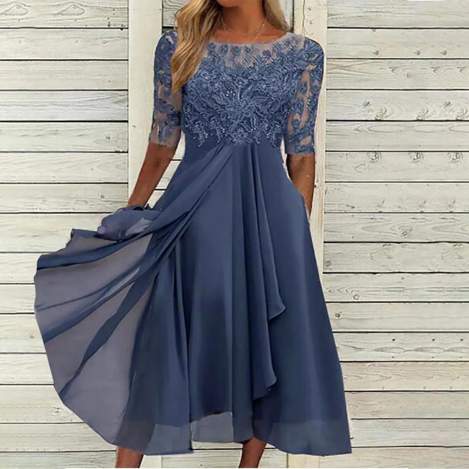 Chloe™ - Elegant Lace Embroidered Dress