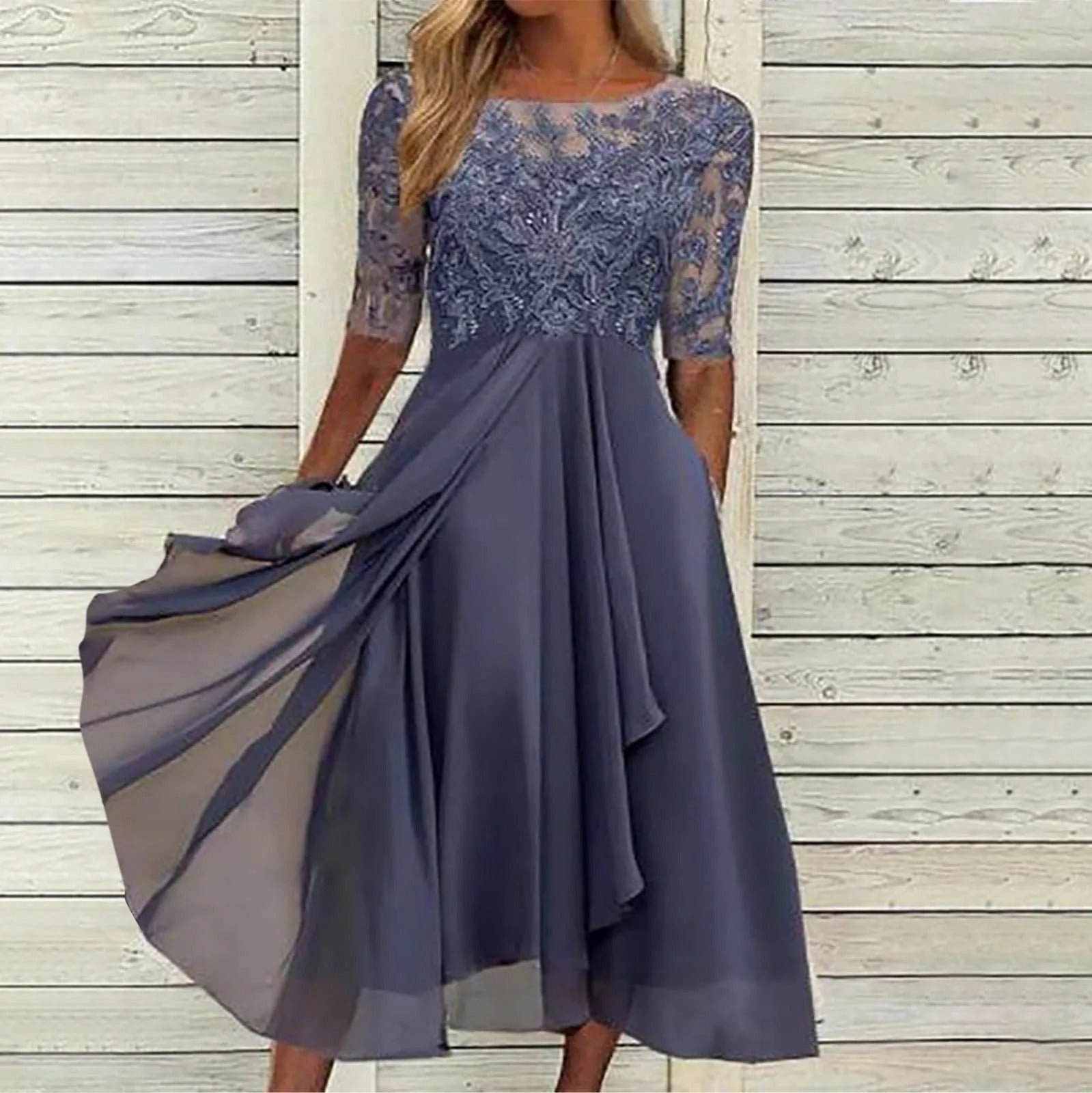 Chloe™ - Elegant Lace Embroidered Dress