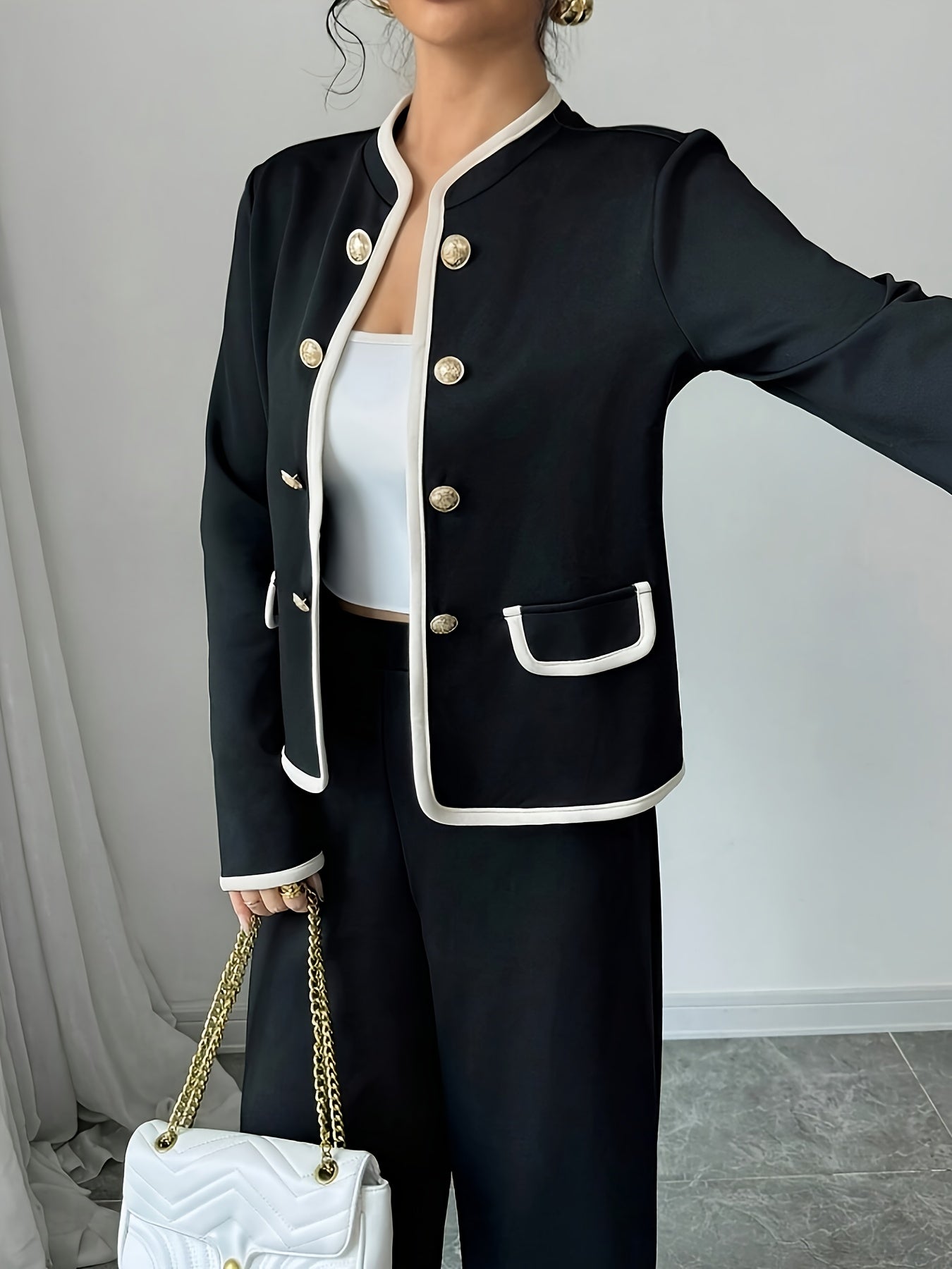 Elegant Black and White | Jacket and Pants Set