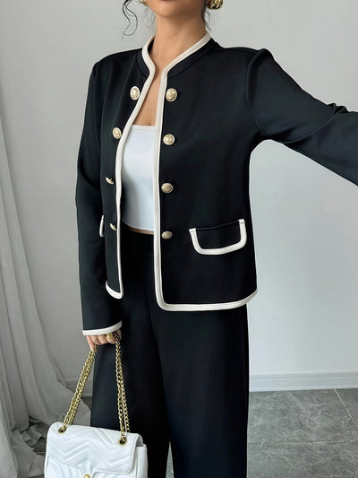 Elegant Black and White | Jacket and Pants Set