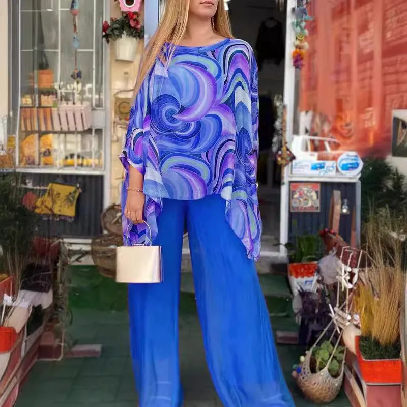 Chloe™ - Breezy Summer Blouse and Trousers Set