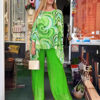 Chloe™ - Breezy Summer Blouse and Trousers Set