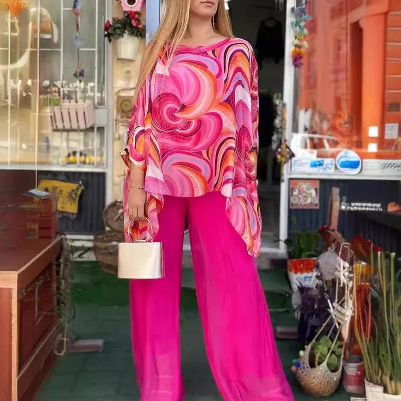 Chloe™ - Breezy Summer Blouse and Trousers Set