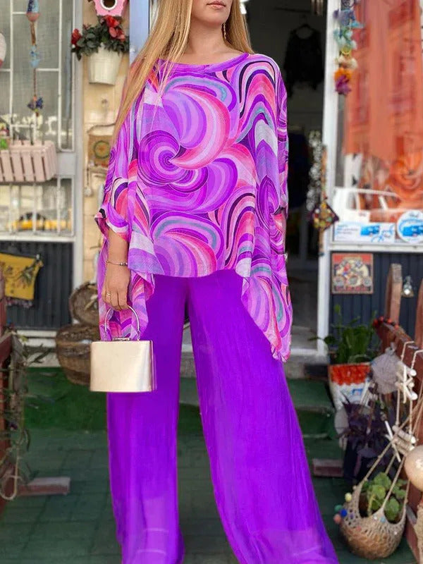 Chloe™ - Breezy Summer Blouse and Trousers Set